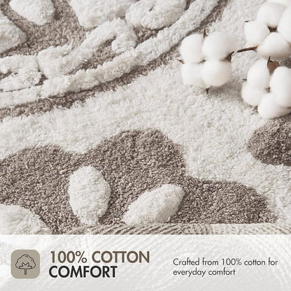 Madison Park Casablanca Tufted Cotton Bath Rug Non-Slip, Round 25", Taupe | Luxurious Plush Bath Mat, Quick Dry, Soft, Machine Washable, Floral Pattern, Absorbent, Plush, OEKO-TEX, for Bathroom