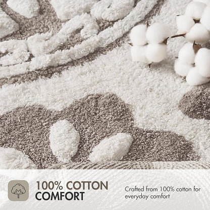 Madison Park Casablanca 100% Cotton Tufted Bathroom Rugs Luxurious Plush Medallion Floral Pattern Bath Mat Absorbent, Quick Dry, Spa Design Shower Room Décor, Round 25", Taupe