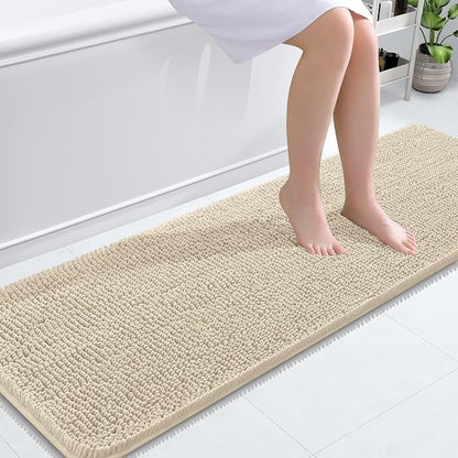 OLANLY Bathroom Runner Rugs 59x20, Extra Soft Absorbent Chenille Bath Rugs | Sand, Quick-Drying Rubber Backing, Machine Washable Long Bath Mat for Bathroom Floor, Tub and Shower, Home Decor Accessories