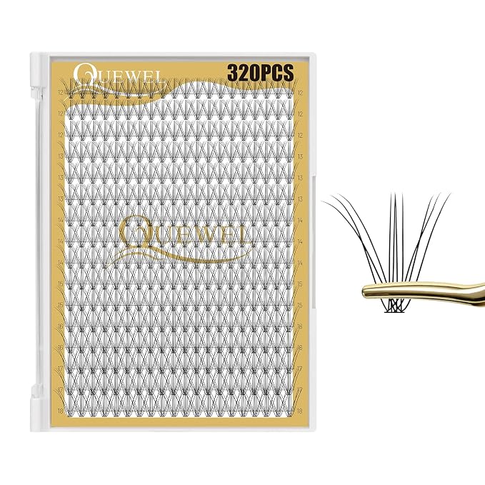 QUEWEL Lash Clusters 320Pcs 10D D Curl Lash Cluster Eyelash Extensions | Cluster Lashes Mix12-18mm Individual Eyelashes Clusters Wispy Lash Clusters Thin Band Soft to Use at Home(10D D Mix12-18)