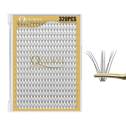 QUEWEL Lash Clusters 320Pcs 10D D Curl Lash Cluster Eyelash Extensions | Cluster Lashes Mix12-18mm Individual Eyelashes Clusters Wispy Lash Clusters Thin Band Soft to Use at Home(10D D Mix12-18)