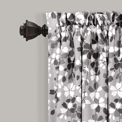 Lush Decor Weeping Flower Light Filtering Window Curtain Panels, Pair, 52"W x 63"L + 2" Header, Gray - Charming Modern Floral Curtains for Living Room, Dining Room, & Bedroom