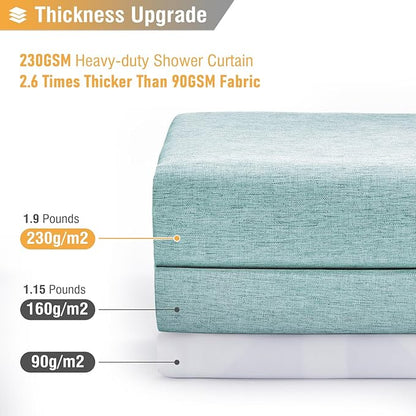 BTTN Extra Long Shower Curtain - 84 Inch Linen Textured Heavy Duty Fabric Shower Curtain Set with 12 Hooks, Turquoise Tall Luxury Simple Waterproof Cloth Shower Curtains for Bathroom - 72x84 -Teal