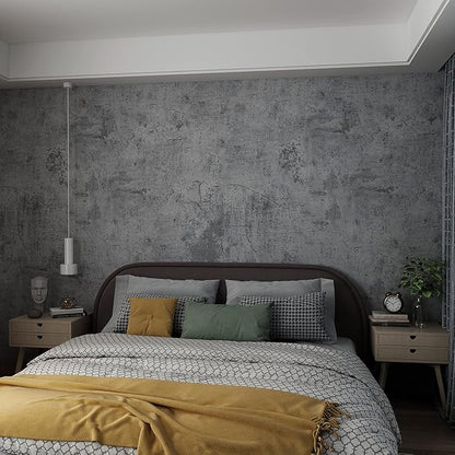 3yecao 31"×354" Extra Wide Thick Blue Grey Black Concrete Wallpaper Peel and Stick 3D Vinyl Textured Faux Concrete Contact Paper Gray Waterproof Cement Wall Sticker for Bedroom Bathroom Living Room