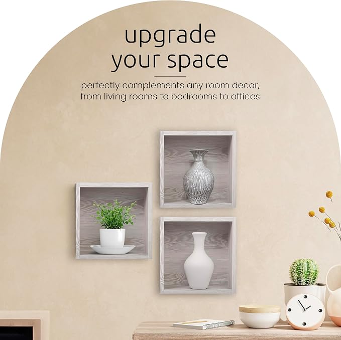 Kiera Grace Cubbi Floating Shelves, Modern Wall Mounted Shelves for Bedroom, Bathroom, Kitchen, Office,11.8", Grey, 1Pack