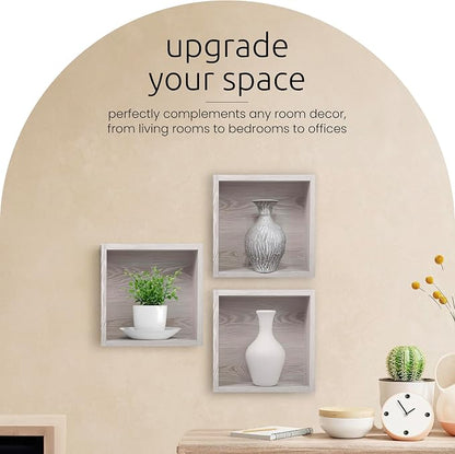 Kiera Grace Cubbi Floating Shelves, Modern Wall Mounted Shelves for Bedroom, Bathroom, Kitchen, Office,11.8", Grey, 1Pack