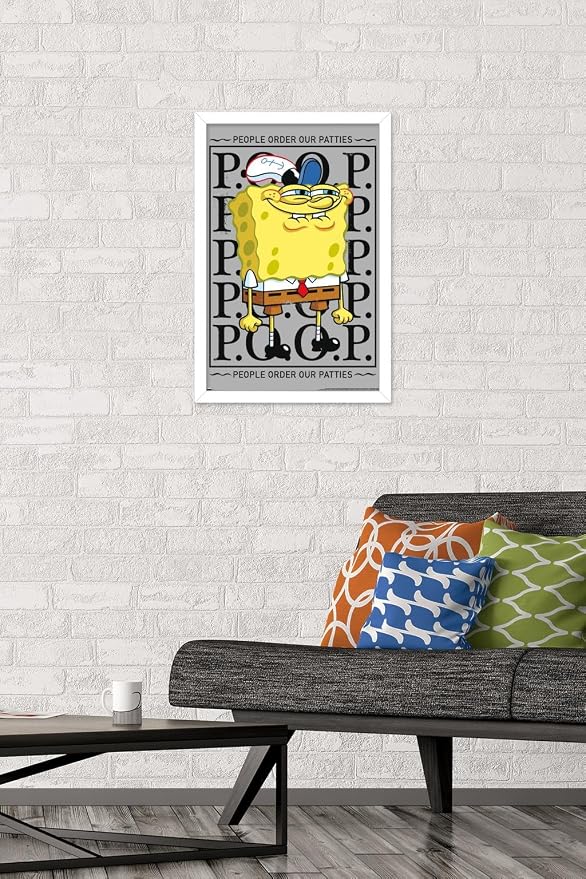 Trends International Nickelodeon Spongebob - P.O.O.P. Wall Poster, 22.4L x 14.7W, White Framed Version