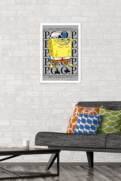 Trends International Nickelodeon Spongebob - P.O.O.P. Wall Poster, 22.4L x 14.7W, White Framed Version