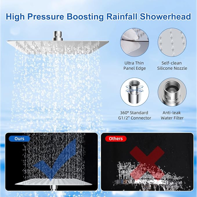 Metal 10" Filtered Rainfall Showerhead Combo, Easy Reach, Chrome | 4-Way Diverter with Pause Mode, High Pressure Shower Head with 10-Spray Handheld, 71" Hose/12" Extension Arm/Holder