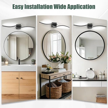 LED Bathroom Vanity Light Dimmable 5CCT 40in, Matte Black | 2700K-6500K Selectable, CRI>80, Rust-Proof Metal & Acrylic, ETL Certified, For Bathroom Mirrors, Washrooms, Vanity Areas