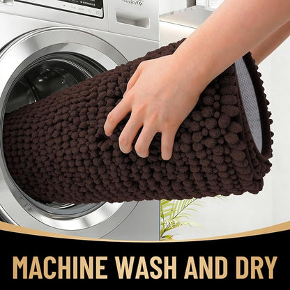 OLANLY Thick Chenille Large Bathroom Rugs 70x46, Absorbent Bath Mat, Brown | Soft Bath Rugs, Rubber Backing, Machine Wash Dry, Bath Mats for Bathroom, Tub and Shower, Home Decor Accessories