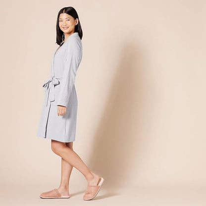 Amazon Essentials Women's Lightweight Cotton Waffle Mid-Length Bathrobe (Available in Plus Size)