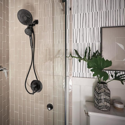 Moen Engage Matte Black 2.5 GPM Handheld Showerhead and Rain Shower 2-in-1 Combo Featuring Magnetic Docking System and Metal Hose, 26009BL