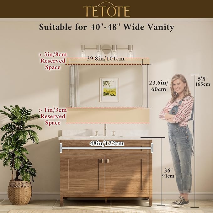 Black Framed Bathroom Mirror, 40 x 24 Inch Matte Metal Frame Vanity Mirror, Modern Farmhouse Wall Mounted Rectangle Mirror (Horizontal/Vertical)