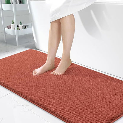 OLANLY Memory Foam Bathroom Runner Rugs 47x24, Long Mats, Rustic Terracotta | Soft Quick Dry Bath Rugs, Non-Slip, Absorbent Machine Washable Mat for Bathroom Floor, Tub and Shower, Home Decor Accessories