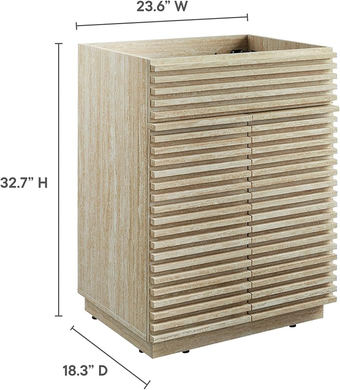 Modway Render Faux Travertine Slatted Bathroom Cabinet in Travertine