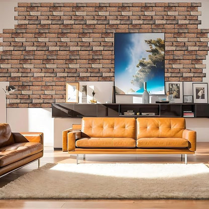 3D Wall Panels Peel and Stick 10 Pcs Brick Textured PVC Panels | 11.81*11.81 Inch, Waterproof, Self-Adhesive Wall Tiles, for Accent Walls, Kitchen, Bathroom, Bedroom & Office Decor