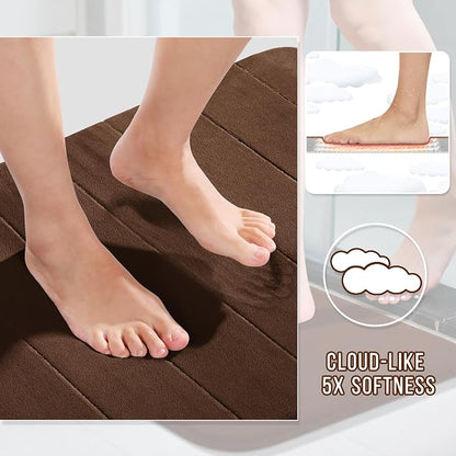 Yimobra Memory Foam Toilet Bath Mat U-Shaped, Soft and Comfortable, Super Water Absorbent, Non-Slip, Machine Wash and Easy to Dry for Bathroom Commode Contour Rug, 24 X 20 Inches, Brown