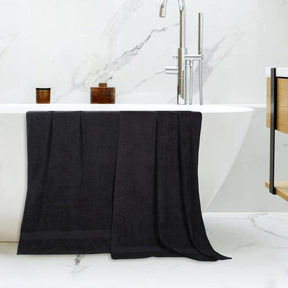 SUPERIOR 2-Piece Cotton Bath Sheet Set, Large Towels for Body, Quick Dry, Bathroom Essentials, Guest/Master Bath, Shower, Home Accessories, Apartment, Airbnb, Franklin Collection, Black