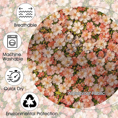 Floral Shower Curtain Pink Farmhouse Flowers Shower Curtain 72 X 72 Inch | with Waterproof Washable Bath Curtain for Boho Floral Bathroom Decor