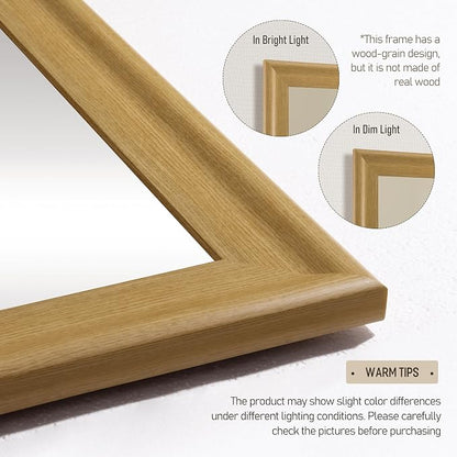 Natural Wall Mirror for Bathroom,Rectangle 24 x 36 inch Vanity Mirrors | Hanging Mirror with Wood Grain Frame for Living Room,Bedroom,Entryway