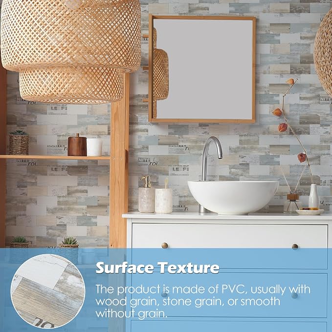 2026 New Upgrade Peel and Stick Backsplash Tile, Peel and Stick 11.34" X 11.57" Wall Tile for Kitchen, Bathroom, Fireplace, Laundry (Vintage Wood Grain, 20 Packs)
