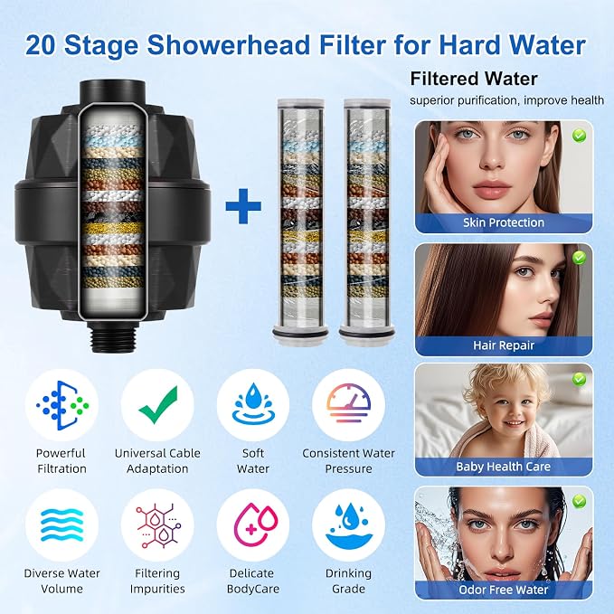 Metal 10" Filtered Rainfall Showerhead Combo, Easy Reach, Oil Rubbed Bronze | 4-Way Diverter with Pause Mode, High Pressure Shower Head with 10-Spray Handheld, 71" Hose/12" Extension Arm/Holder