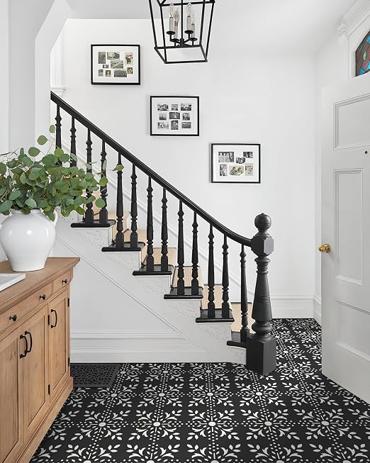 MORCART 40 Pcs Peel and Stick Floor Tile, 7.87"x 7.87" Vinyl Flooring Waterproof, DIY Flooring for Bathroom, Kitchen, Fireplace, Stairs, Bedrooms, Wall, Pantry Room