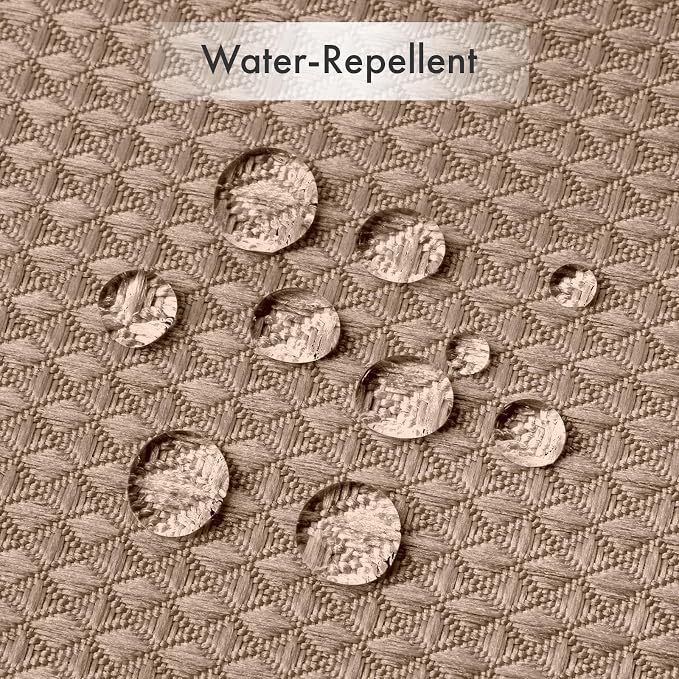 AmazerBath Taupe Shower Curtain Waffle Textured, Fabric Shower Curtain Tan Thick Heavy Duty 240GSM Hotel Quality Bathroom Shower Curtains, 72 x 78 Inches