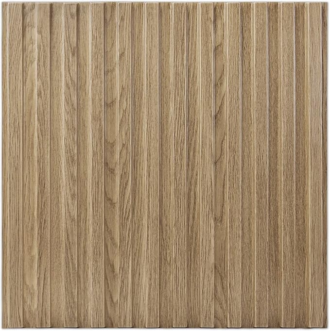 Art3d 3D Fluted Textured Slat Wall Panels, 19.7 x 19.7 in, 12-Pack, Walnut | PVC, Waterproof, Scratch Proof, Wipeable, Break-Proof, Ideal for Home, Office and Commercial Spaces