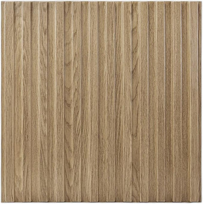 Art3d 3D Fluted Textured Slat Wall Panels, 19.7 x 19.7 in, 12-Pack, Walnut | PVC, Waterproof, Scratch Proof, Wipeable, Break-Proof, Ideal for Home, Office and Commercial Spaces