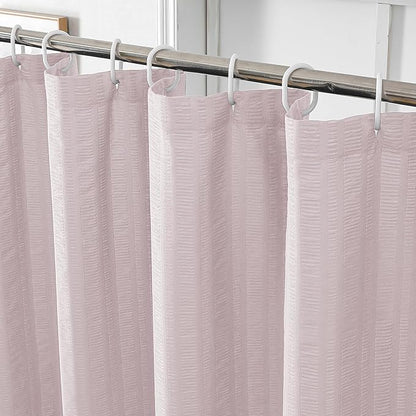 Aiyufeng Moga Extra Long Pink Shower Curtain 96 Inch Long, Embossed Texture Fabric Bathroom Shower Curtain, Large Hotel Bath Curtain with 12 Holes, 72Wx96H, Pink