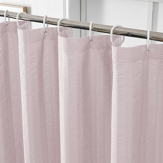 Aiyufeng Moga Pink Shower Curtain 84 Inches Long, 3D Embossed Textured Fabric Shower Curtain for Bathroom - Soft Cloth & Hotel Spa Luxury, Machine Washable, 72X84, Pink