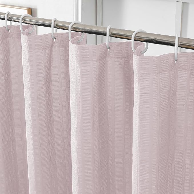 Aiyufeng Moga Pink Shower Curtain 84 Inches Long, 3D Embossed Textured Fabric Shower Curtain for Bathroom - Soft Cloth & Hotel Spa Luxury, Machine Washable, 72X84, Pink