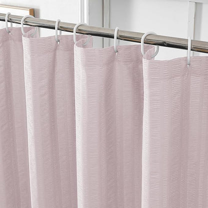 Aiyufeng Moga Pink Shower Curtain 84 Inches Long, 3D Embossed Textured Fabric Shower Curtain for Bathroom - Soft Cloth & Hotel Spa Luxury, Machine Washable, 72X84, Pink