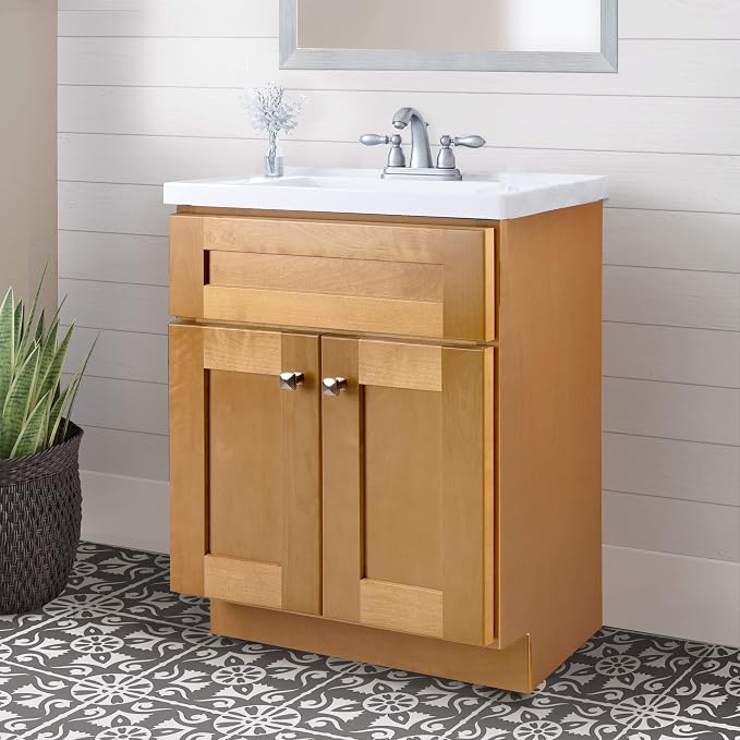 Design House Brookings Bathroom Vanity, 24", Modern Birch | Adjustable Hinges, Freestanding, Contemporary/Modern, Wood, Bath, 587105