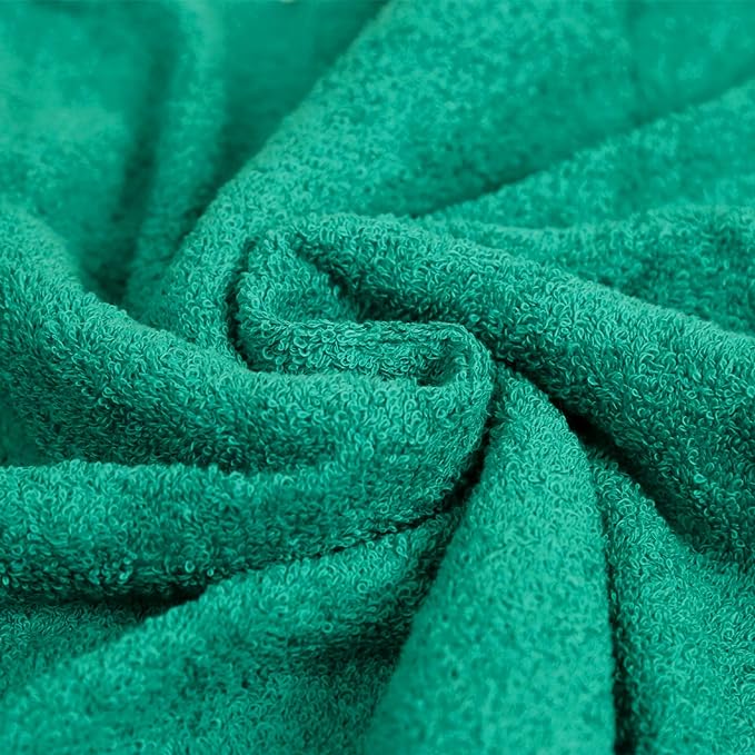 Amazon Basics 6-Piece Oversized Fade-Resistant Towel Set, 100% Cotton, Highly Absorbent, Soft, Teal, 2 Bath Towels, 2 Hand Towels, 2 Washcloths