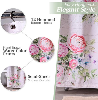 Maison d' Hermine Shower Curtain 100% Cotton One Panel 70"x72" Washable Fabric Shower Curtains for Bathroom, Easy Hanging with 12 Button Holes - Home Hotel Spa Easter Gifts (Champ De Mars)