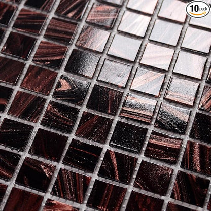 11.5 sq.ft Pruple Glass Mosaic Tile for Bathroom, Pool, Kitchen Backsplash | Waterproof Wall & Floor Tile. Heat & frost resistant outdoors. Mesh-mounted easy install. Use any grout. Easy clean. 10pcs.