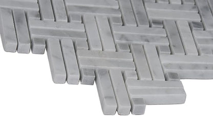 MSI Carrara White Marble Basketweave Mosaic Tile for Kitchen Backsplash, Bathroom Accent Wall, Shower Wall