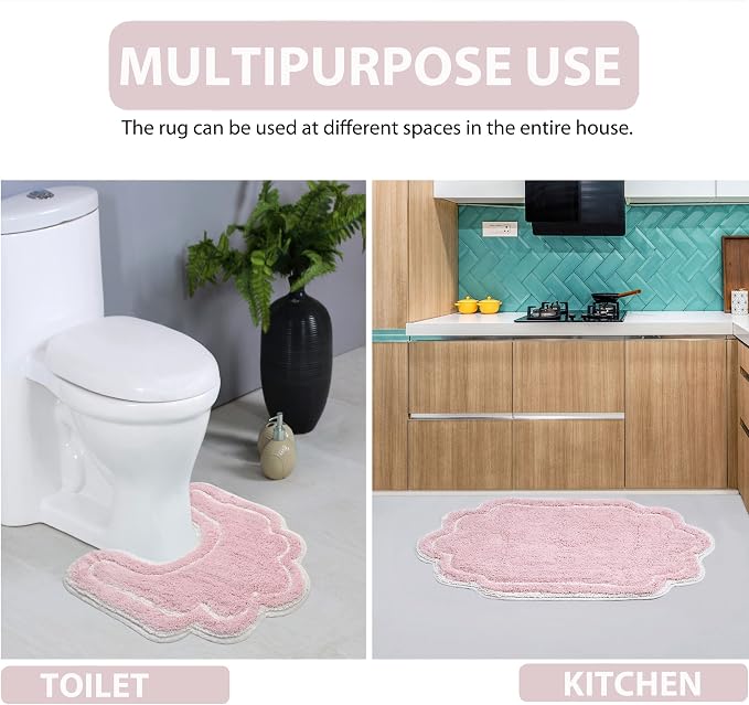 Home Weavers Allure Collection Toilet Lid Seat Cover, Elastic Edges, 100% Cotton Soft Universal Fit for Standard Oblong Round Elongated Bath Room Bowl Lids, Washable, 18"x18" Toilet Lid Cover, Pink