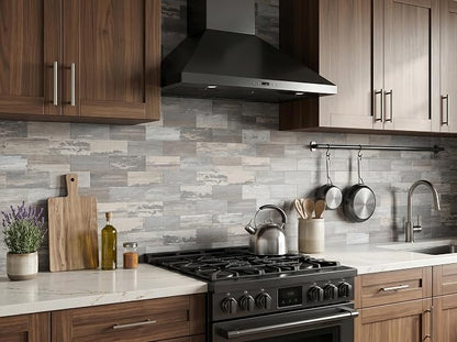 2026 New Upgrade Peel and Stick Backsplash Tile, Peel and Stick 11.34" X 11.57" Wall Tile for Kitchen, Bathroom, Fireplace, Laundry (Light Rustic, 20 Packs)