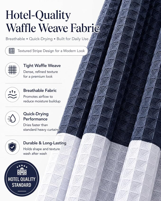 Dainty Home Ombre Waffle Weave Shower Curtain (Navy)