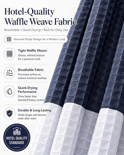 Dainty Home Ombre Waffle Weave Shower Curtain (Navy)