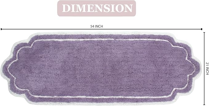 Home Weavers Allure Collection 100% Cotton Tufted Bathroom Rug, Soft and Absorbent Bath Rugs, Non-Slip Bath Carpet, Machine Wash Dry Bath Mats for Bathroom Floor, 21"x54" Runner, Purple