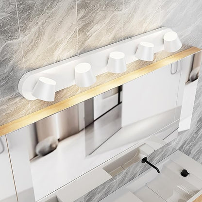 URSOLA 5 Light Bathroom Vanity Light LED White Wall Light Fixtures Up and Down Rotatable Dimmable 34 inch Bathroom Lighting