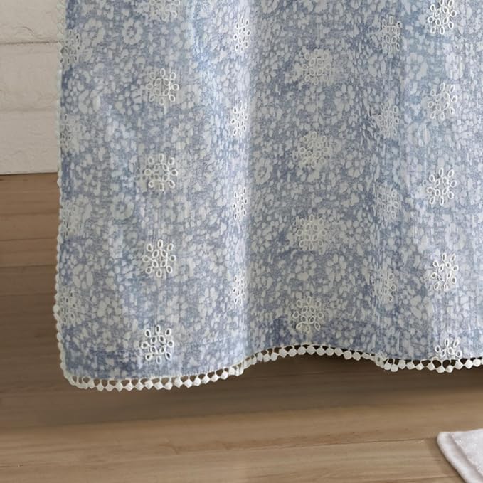 Peri Home Ikat Eyelet Cotton Shower Curtain 72 x 72 in Blue Ikat 1-Piece | Fabric, Bathroom
