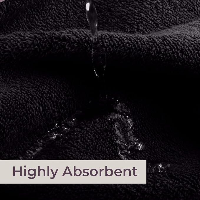 Lavish Home Bathroom Towels Set, Bathroom Essentials, Black, Set of 8 | Includes 2 Bath Sheets, 2 Hand Towels, 2 Wash Cloths, 2 Fingertip Sheets, Soft 575 GSM Cotton Set for Shower, Gym, Dorm, Spa