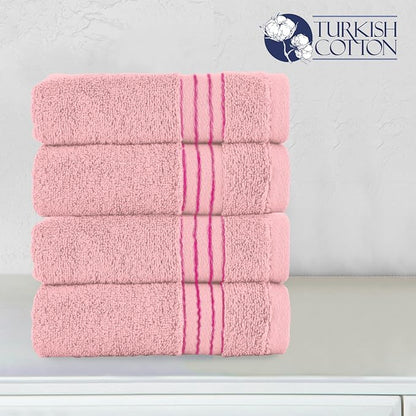 Elegant Comfort Premium Turkish Cotton 4 Pack Hand Towel Set - 16 x 28 inch, Luxurious Hotel Spa Quality 100% Turkish Cotton 4PC Hand Towel Set - Highly Absorbent - Soft Bathroom Towels, Dusty Rose