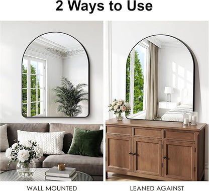 BONEWEI Arched Wall Mirror,40x48 inch Black Arched Mirror Bathroom,Large Vanity Mirror for Over Sink Metal Frame,Tempered Glass Arch Mirrors for Bedroom,Entryway,Living Room,Home Decor Shatter-Proof